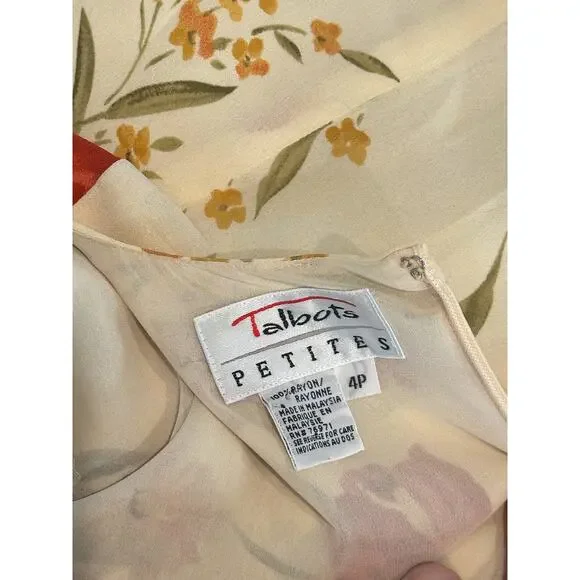 Talbots Petites Floral Midi Dress 4P Cottagecore Spring Tea Dress - Picture 5 of 5